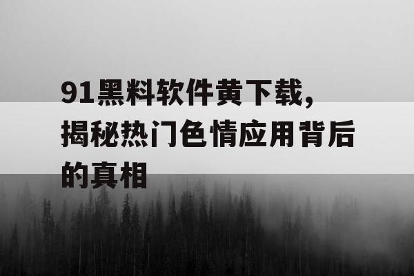 91黑料软件黄下载,揭秘热门色情应用背后的真相