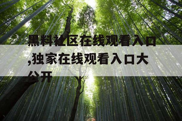 黑料社区在线观看入口,独家在线观看入口大公开