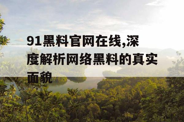 91黑料官网在线,深度解析网络黑料的真实面貌