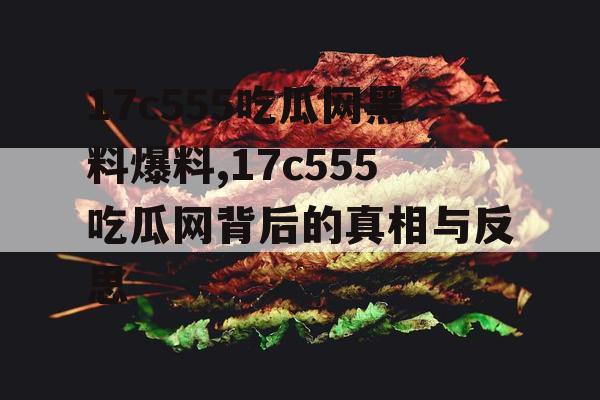17c555吃瓜网黑料爆料,17c555吃瓜网背后的真相与反思