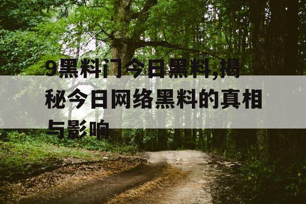 9黑料门今日黑料,揭秘今日网络黑料的真相与影响