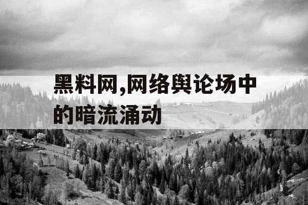 黑料网,网络舆论场中的暗流涌动