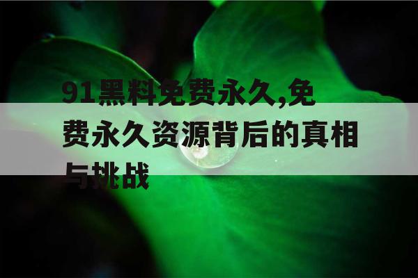 91黑料免费永久,免费永久资源背后的真相与挑战