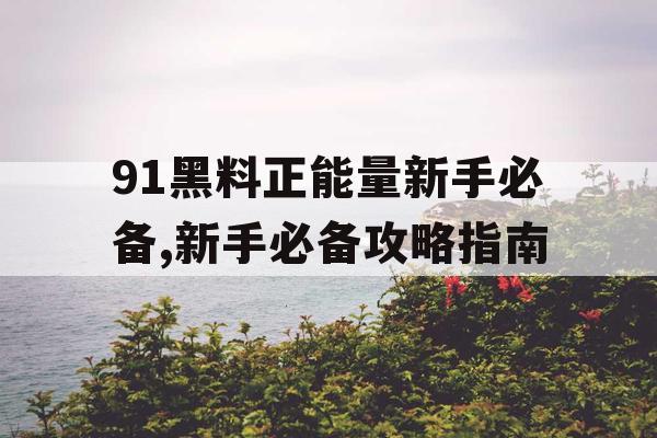 91黑料正能量新手必备,新手必备攻略指南