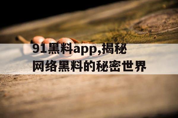 91黑料app,揭秘网络黑料的秘密世界