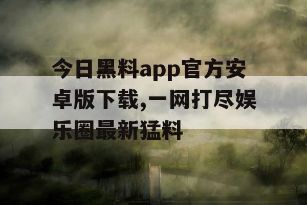 今日黑料app官方安卓版下载,一网打尽娱乐圈最新猛料