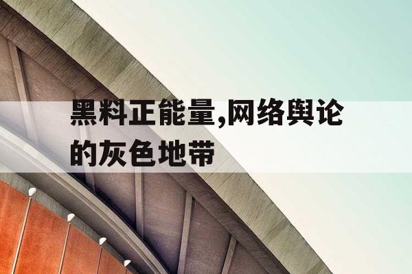 黑料正能量,网络舆论的灰色地带