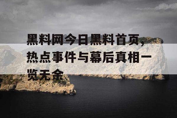 黑料网今日黑料首页,热点事件与幕后真相一览无余