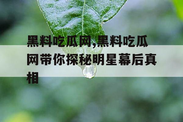 黑料吃瓜网,黑料吃瓜网带你探秘明星幕后真相