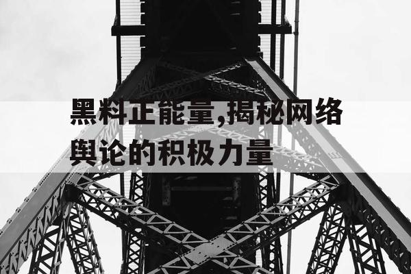 黑料正能量,揭秘网络舆论的积极力量