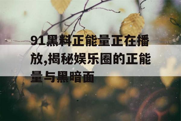 91黑料正能量正在播放,揭秘娱乐圈的正能量与黑暗面