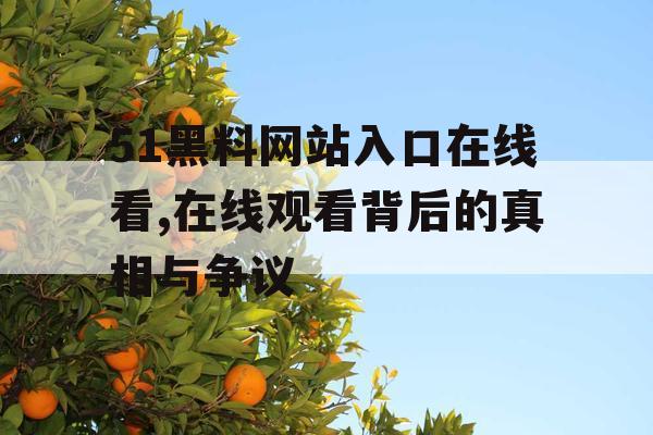 51黑料网站入口在线看,在线观看背后的真相与争议