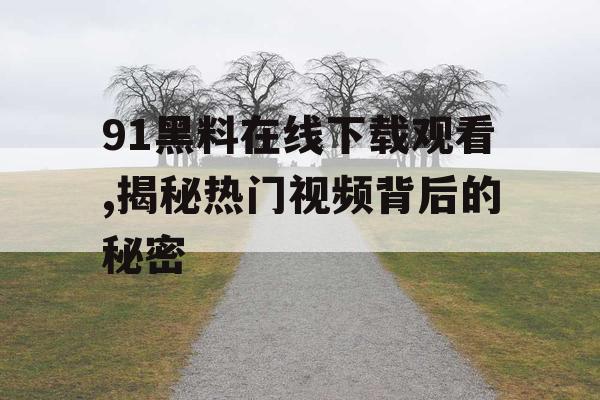 91黑料在线下载观看,揭秘热门视频背后的秘密