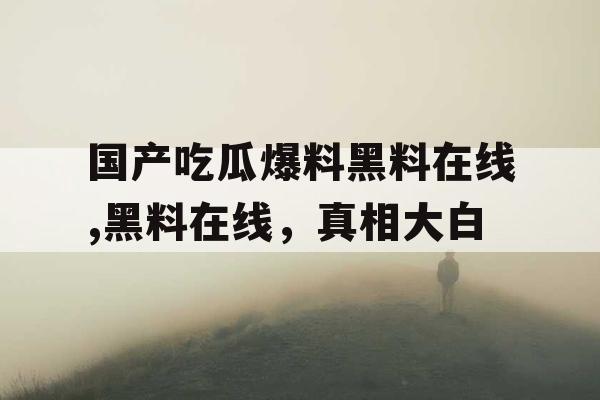 国产吃瓜爆料黑料在线,黑料在线，真相大白